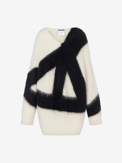Moschino DRESS IN BRUSHED MOHAIR PEACE SYMBOL