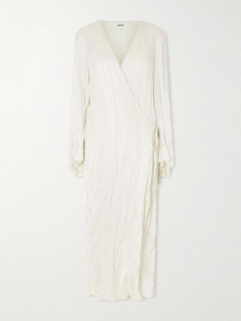 KHAITE Rommi Crinkled-voile Midi Wrap Dress