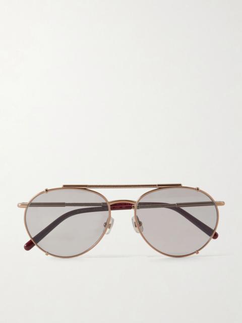 Brunello Cucinelli Aviator-style titanium sunglasses Gold