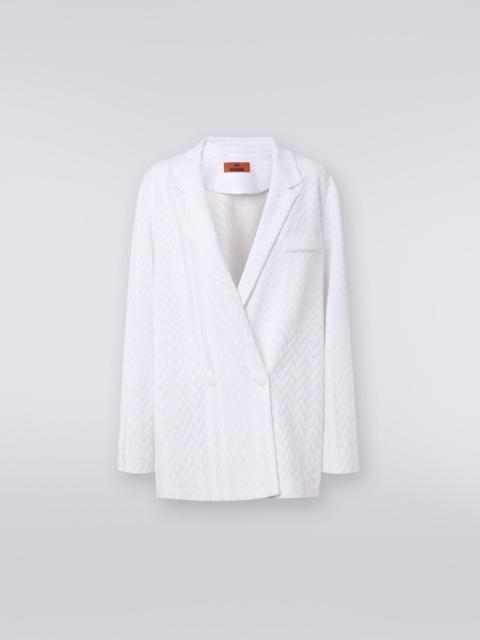 Missoni Double-breasted blazer in tonal zigzag cotton and viscose