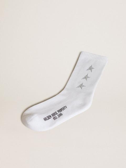 White socks with decorative crystal stars
