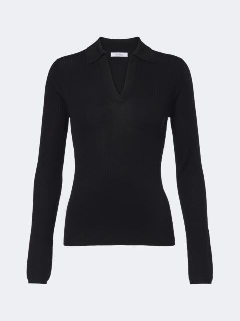 Max Mara Ribbed-knit silk and cashmere polo sweater