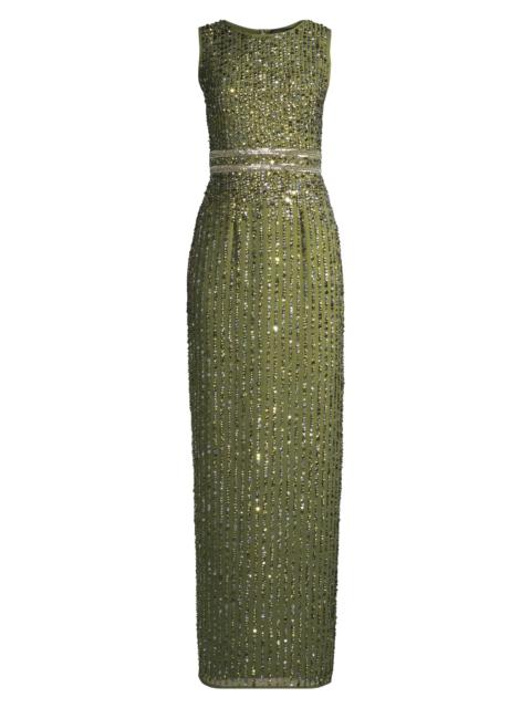 MAC DUGGAL Women's Beaded Column Gown - Olive