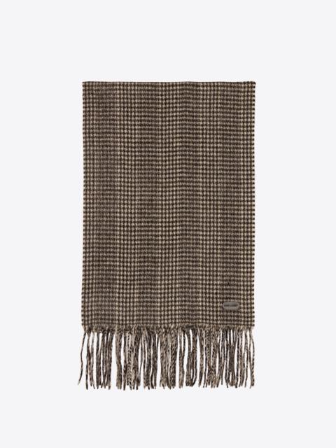 SAINT LAURENT houndstooth knit scarf in cashmere jacquard