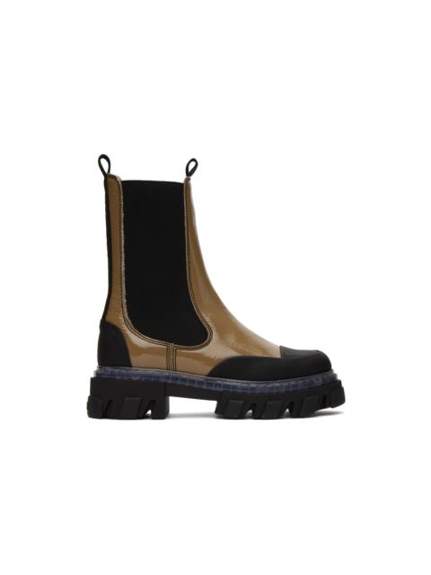 GANNI Taupe Cleated Chelsea Boots