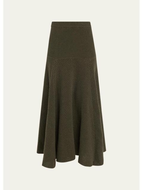 ULLA JOHNSON Lucia Wool Open Knit Midi Skirt