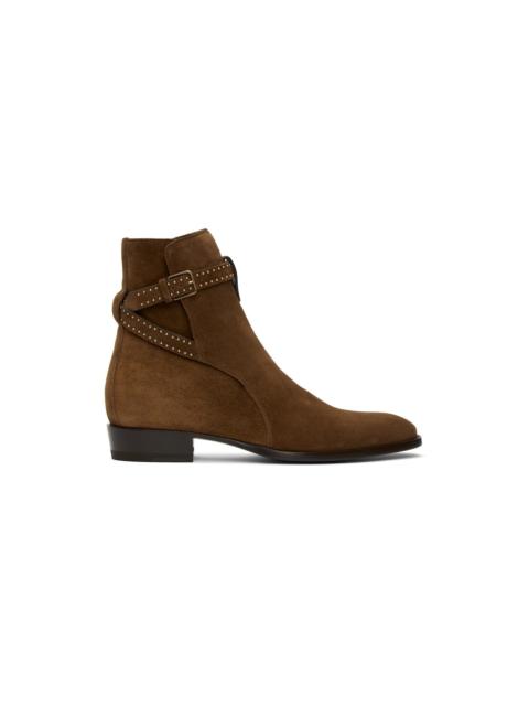 SAINT LAURENT Brown Wyatt Jodhpur Boots
