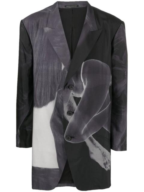 graphic-print single-breasted blazer