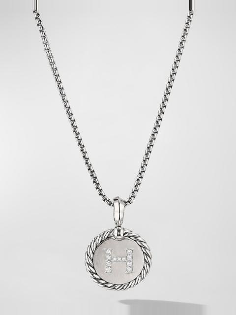 DAVID YURMAN 18mm Initial Cable Collectibles Charm Necklace with Diamonds in Silver