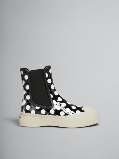 Marni BLACK AND WHITE POLKA-DOT PATENT LEATHER PABLO CHELSEA BOOT