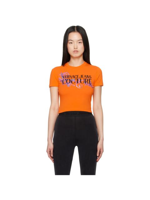 VERSACE JEANS COUTURE Orange Crystal Outline Barocco T-shirt