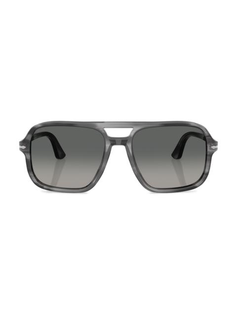 Persol Men's 58MM Aviator Sunglasses - Striped Grey