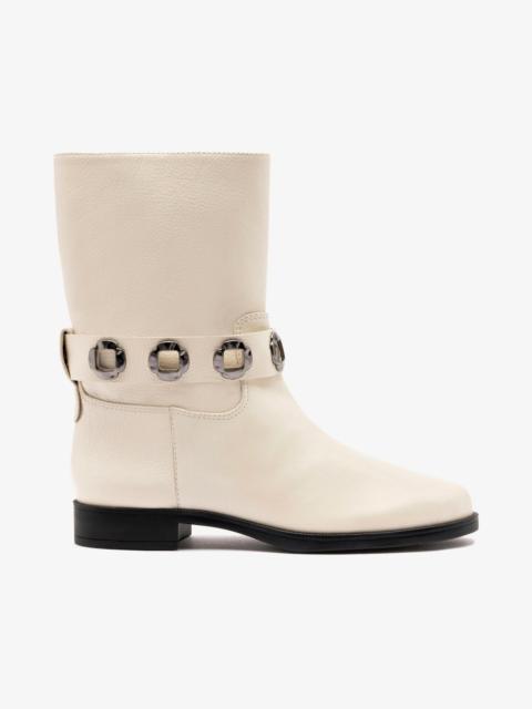 Larroudé Milan Flat Bootie In Ivory Leather