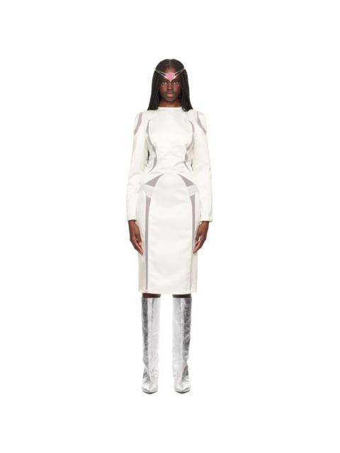 ASHLEY WILLIAMS SSENSE Exclusive White Paneled Midi Dress