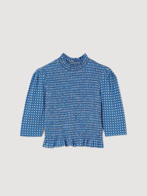 Sandro Smocked printed top