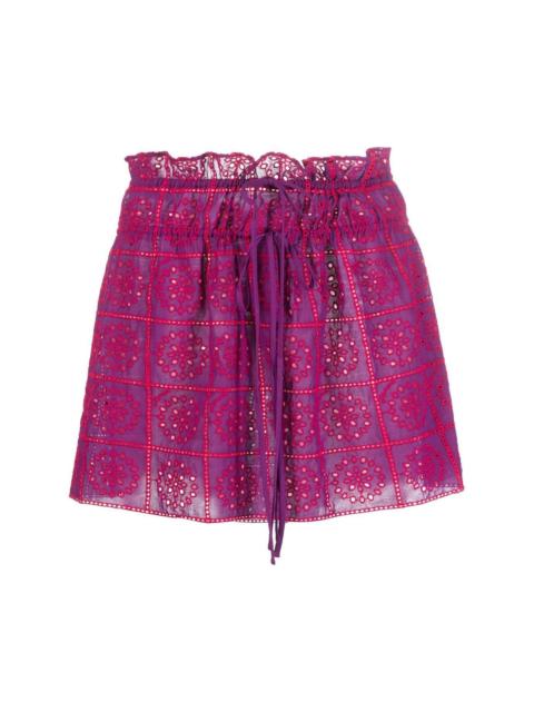 GANNI broderie anglaise organic cotton miniskirt