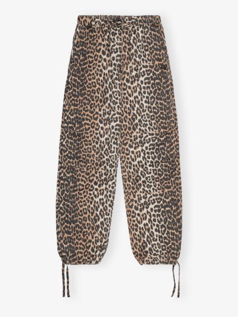 LEOPARD WASHED COTTON CANVAS DRAWSTRING TROUSERS