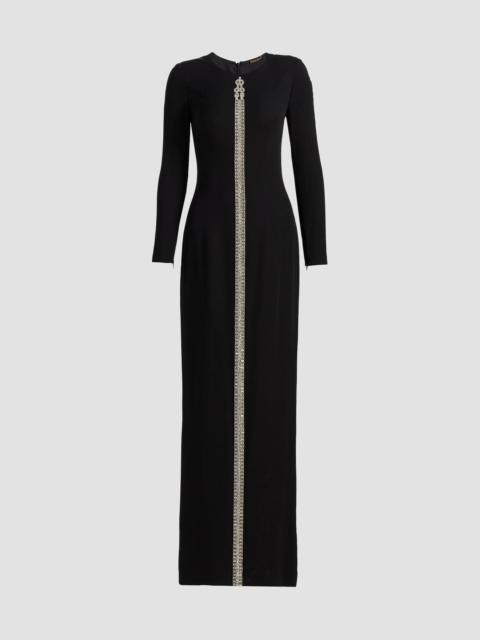REEM ACRA Women's Crêpe Crystal Detail Column Gown - Black