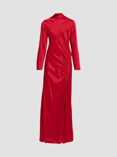 LAPOINTE Women's Satin Gathered Tab Gown - Red