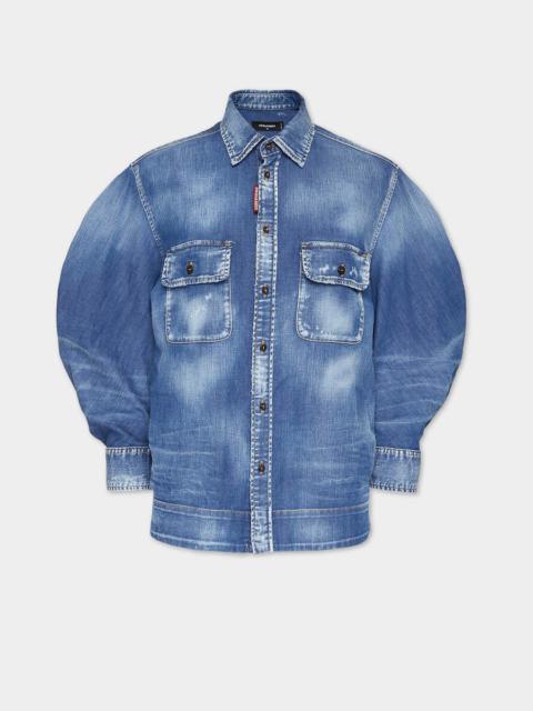 DSQUARED2 DEAN DENIM CROPPED MAXI SHIRT
