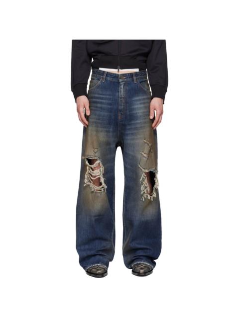 VETEMENTS Blue Trashed Jeans