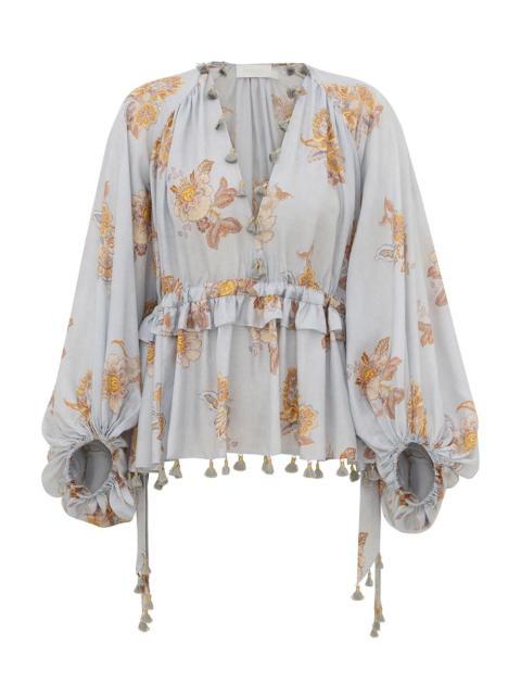Zimmermann ECHO TASSEL BILLOW BLOUSE