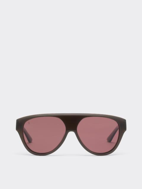 Ferrari Striped grey acetate sunglasses with red polarised lenses