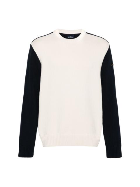 two-tone ribbed jumper