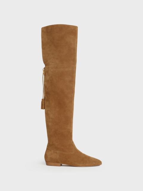 CELINE CHAT BOTTÉ OVER-THE-KNEE FLAT BOOT IN SUEDE CALFSKIN