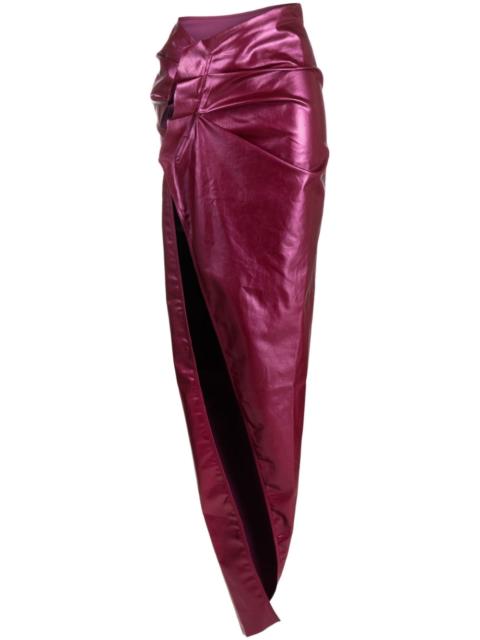 Rick Owens patent-finish draped skirt