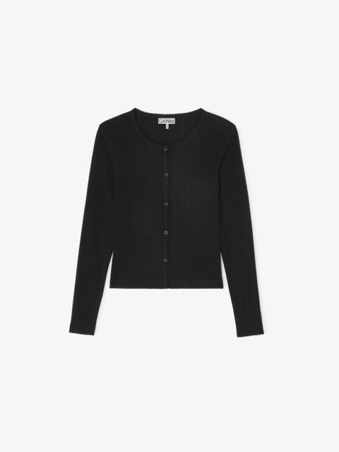 GANNI TOP IN BLACK POINTELLE