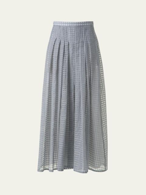 AKRIS Plaid Pleated Voile Skirt