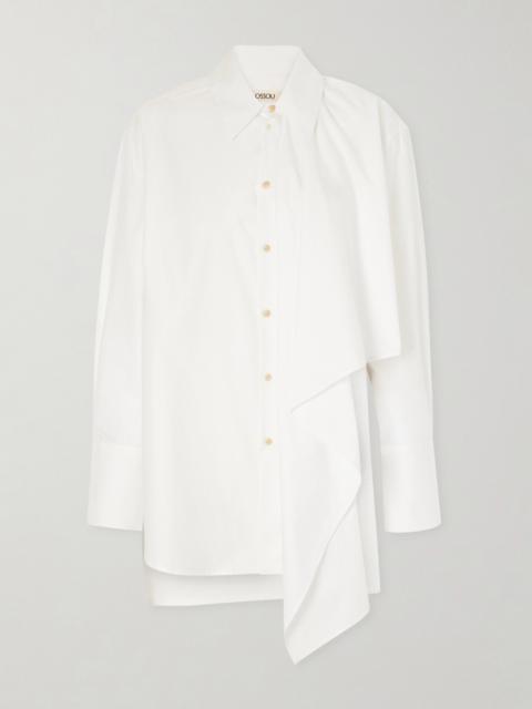 OSSOU Tess Draped Cotton Poplin Shirt