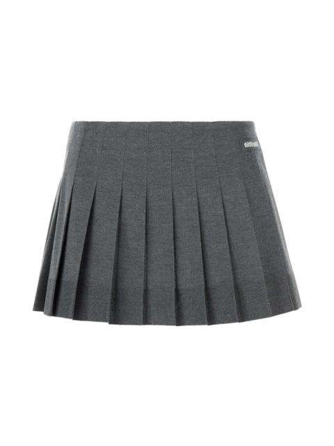 Dark Grey Silk Blend Mini Skirt