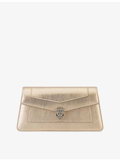 BVLGARI Serpenti Forever Metallic-Leather Clutch