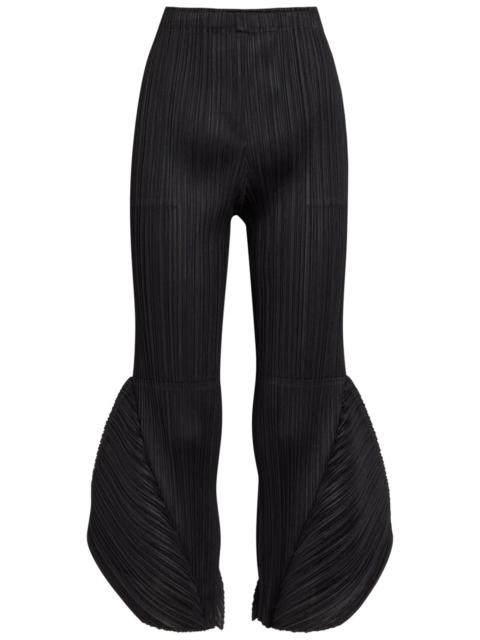 Pleats Please Issey Miyake Pleats Please Issey Miyake Pleated Flared-leg Woven Cropped Trousers