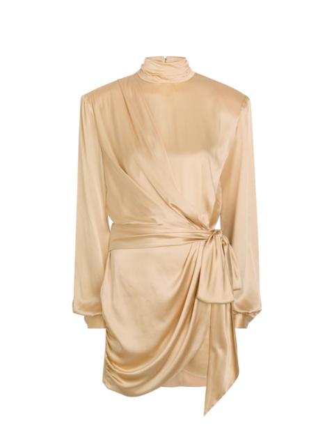 RONNY KOBO Ronny Kobo Imara Belted Wrap-effect Silk-blend Mini Dress