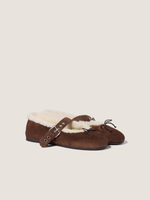 Miu Miu Suede and shearling ballerinas