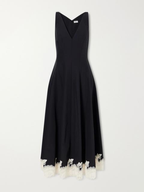 SIMKHAI Mira lace-trimmed cotton-blend faille maxi dress Black