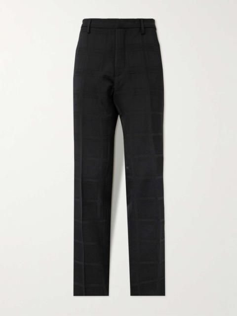 Straight-Leg Checked Cotton-Jacquard Suit Trousers