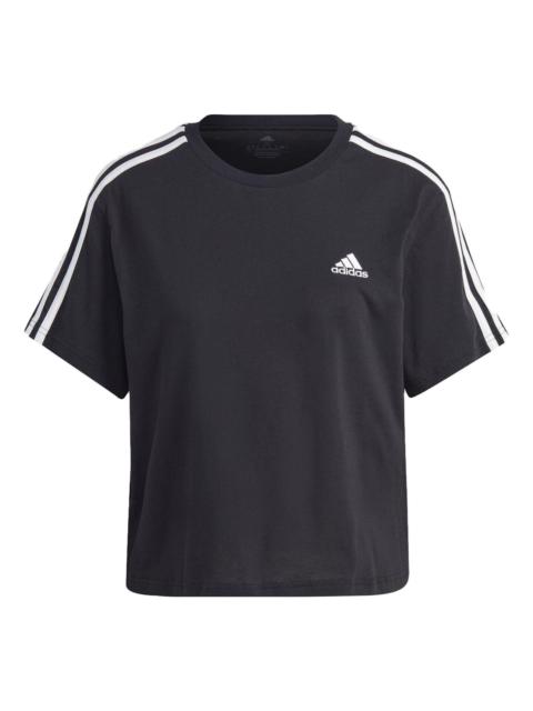 adidas (WMNS) adidas Essentials 3-Stripes Single Jersey Crop Top 'Black White' HR4913