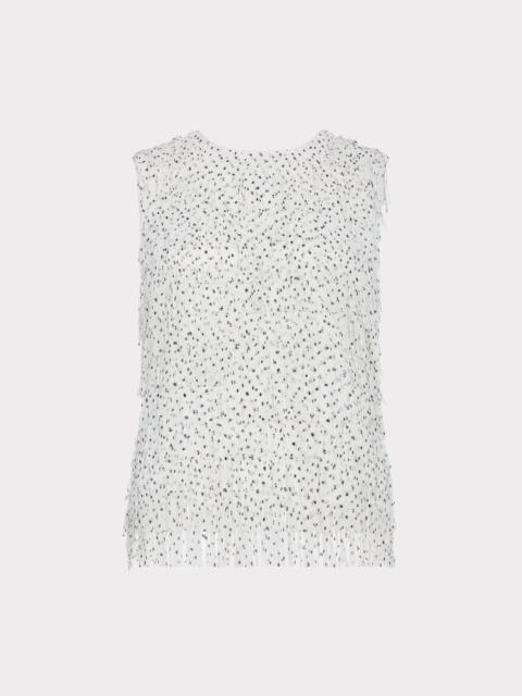 MILLY Royce Polka Dot Fringe Top