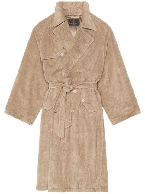 towelling-finish cotton trench-coat