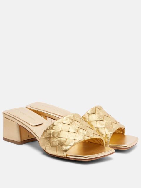 Bottega Veneta Parco Intrecciato metallic leather mules