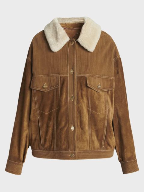 Golden Goose Journey Suede Jacket with Removable Collar