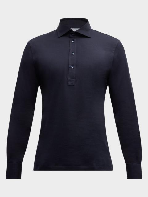Brunello Cucinelli Men's Cotton Long-Sleeve Polo Shirt