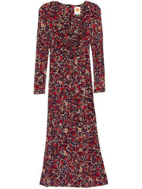 FARM RIO long sleeve knot midi dress