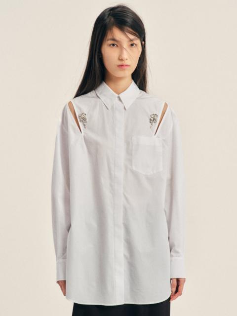 Simone Rocha Embellished Cuff Detail Masculine Slash Shirt