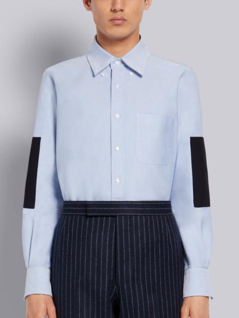 Thom Browne Blue Oxford Elbow Patch Straight Fit Long Sleeve Shirt