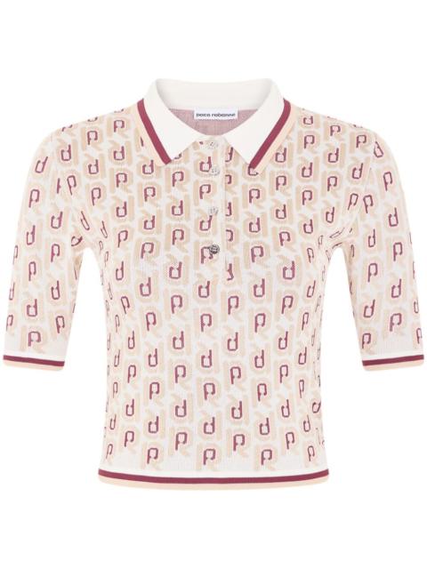 rabanne monogram-jacquard short-sleeve top